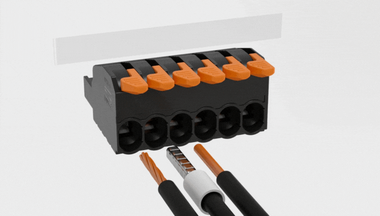 Figure 4: Ergonomic design and easy one-hand use were prime considerations in the design of Dinkle P-LUP terminal blocks.