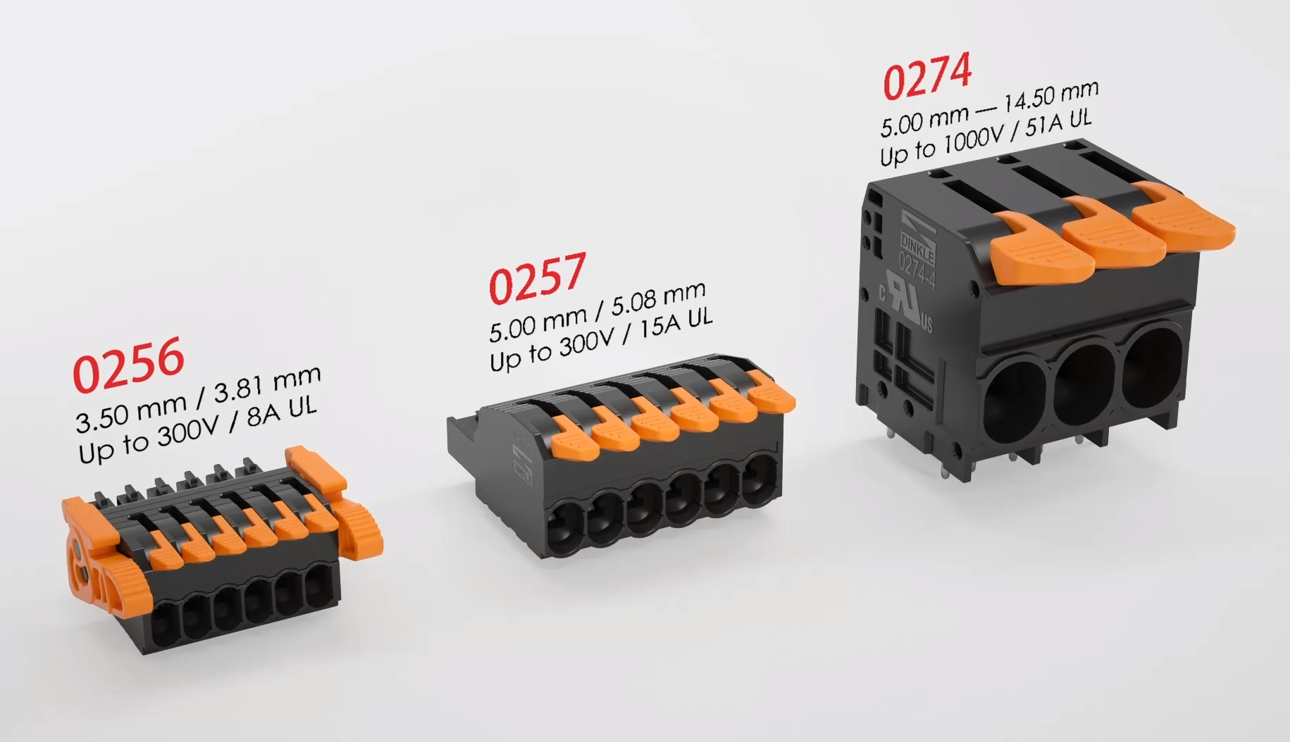 Figure 2: Terminal blocks in the P-LUP family are available in a range of sizes and ampacities, in arrangements for soldering into PCB through-holes or for connecting to standard on-board pluggable sockets.